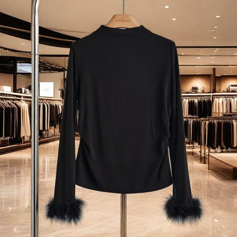 冬季新款简约纯色打底衫长袖T恤修身显瘦百搭鸵鸟毛半高领上衣,女装/女士精品,卫衣/绒衫,淘宝优惠券,粉丝福利购,淘宝优惠卷