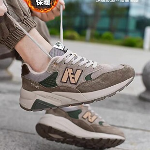新百伦冬季男鞋2025新款580保暖加绒运动鞋女全皮厚底减震跑步鞋