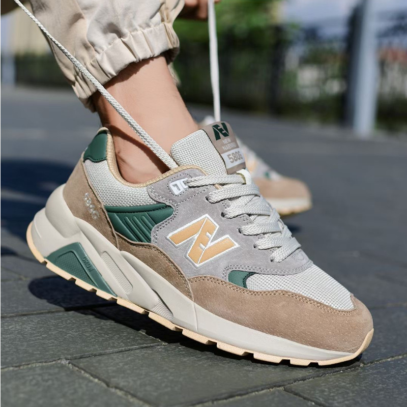 官方正品n字鞋580男鞋春季新款男士休闲运动鞋真皮学生跑步鞋男