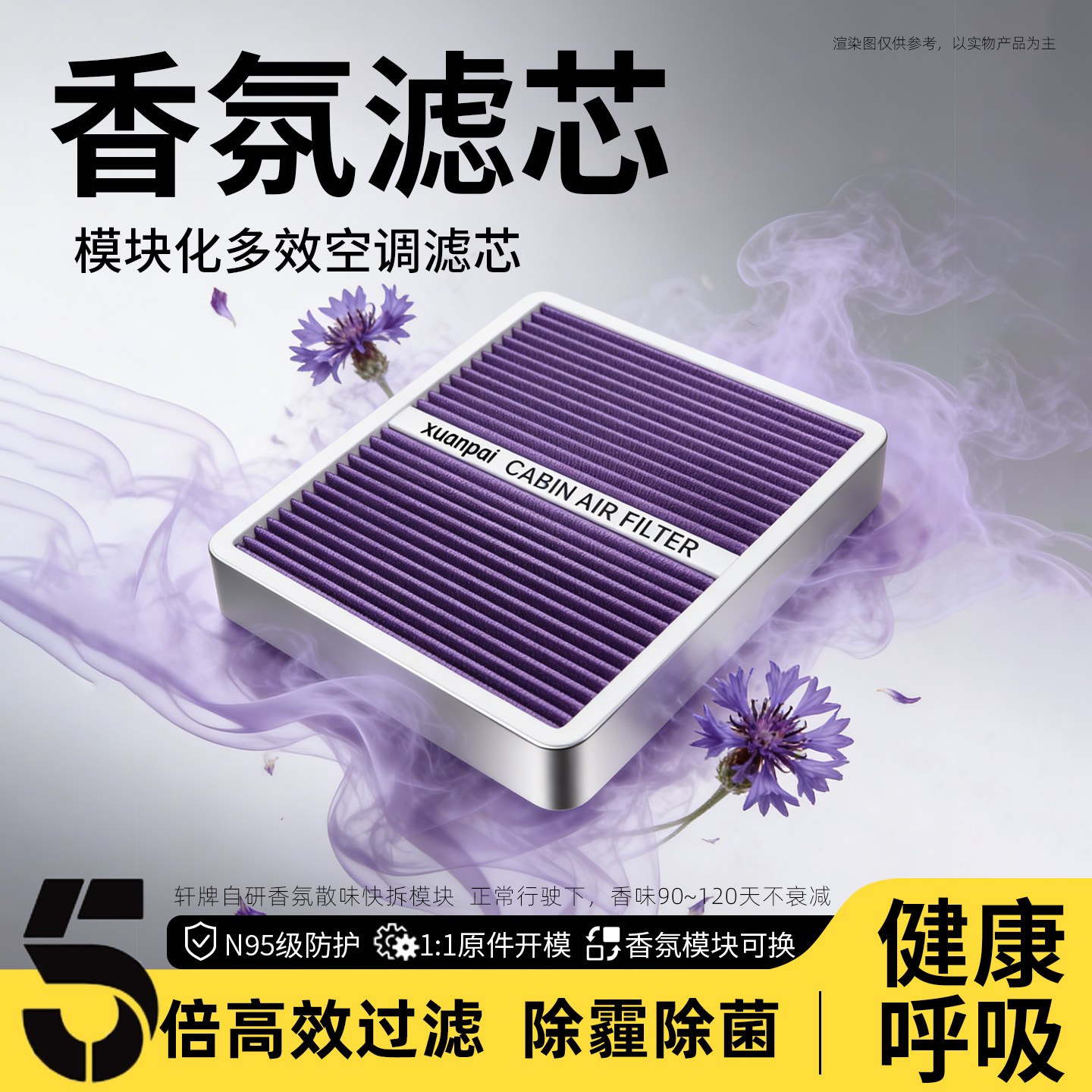 轩牌香薰空调滤芯N95活性炭空气滤芯带香味滤芯格pm2.5滤清器