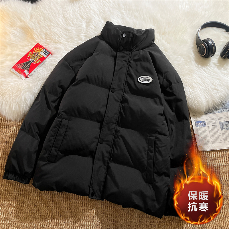 棉衣男士秋冬季加厚宽松潮牌情侣棉服冬装纯色帅气休闲棉袄外套小