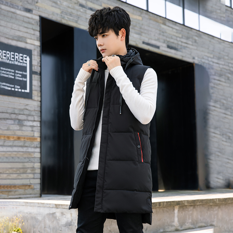 青少年羽绒棉马甲男中长款冬季加厚保暖背心初中学生大童坎肩外套