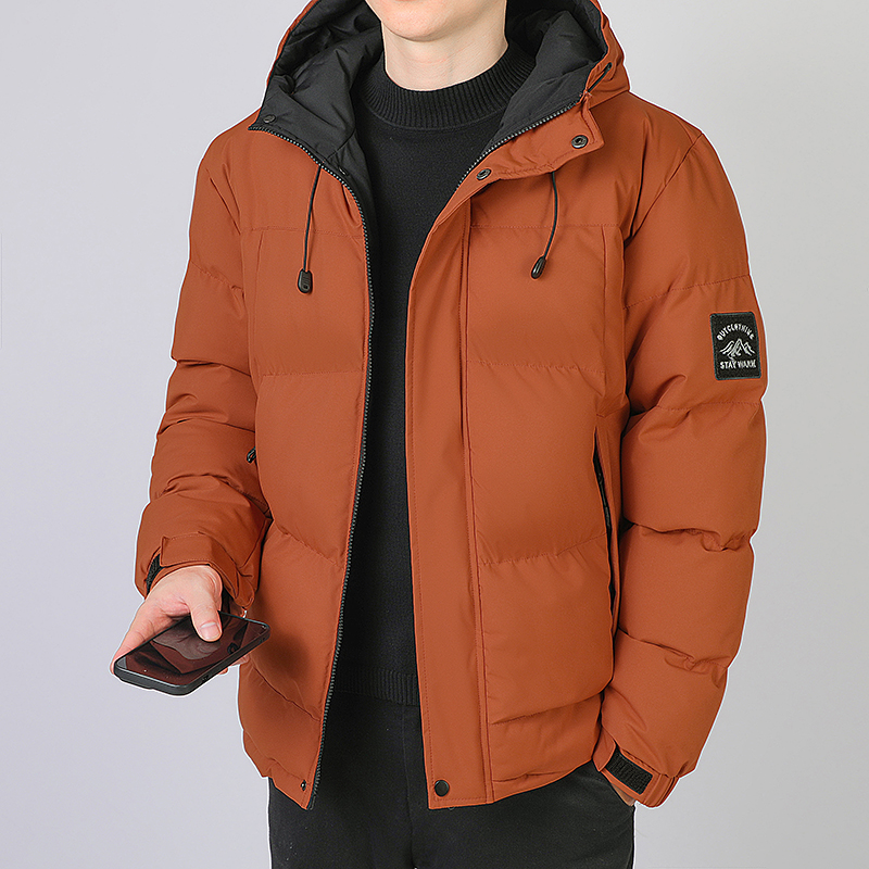 军绿色连帽夹克冬装新款加厚潮流修身韩版中青年保暖韩版风衣男工