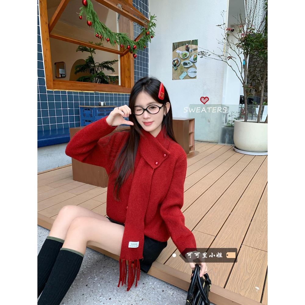 绵羊绒开衫圆领内搭外穿