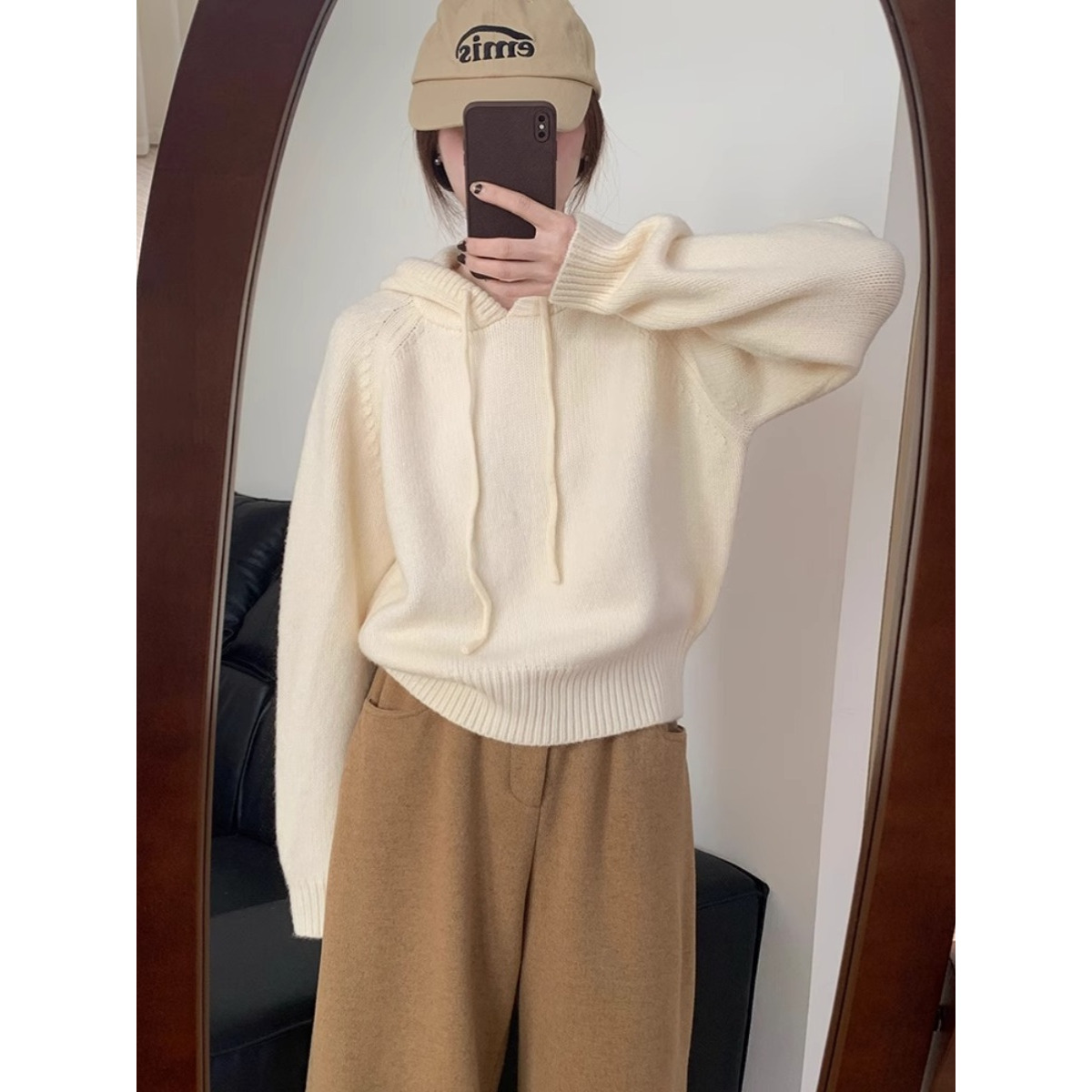 针织衫慵懒风连帽休闲宽松高级感