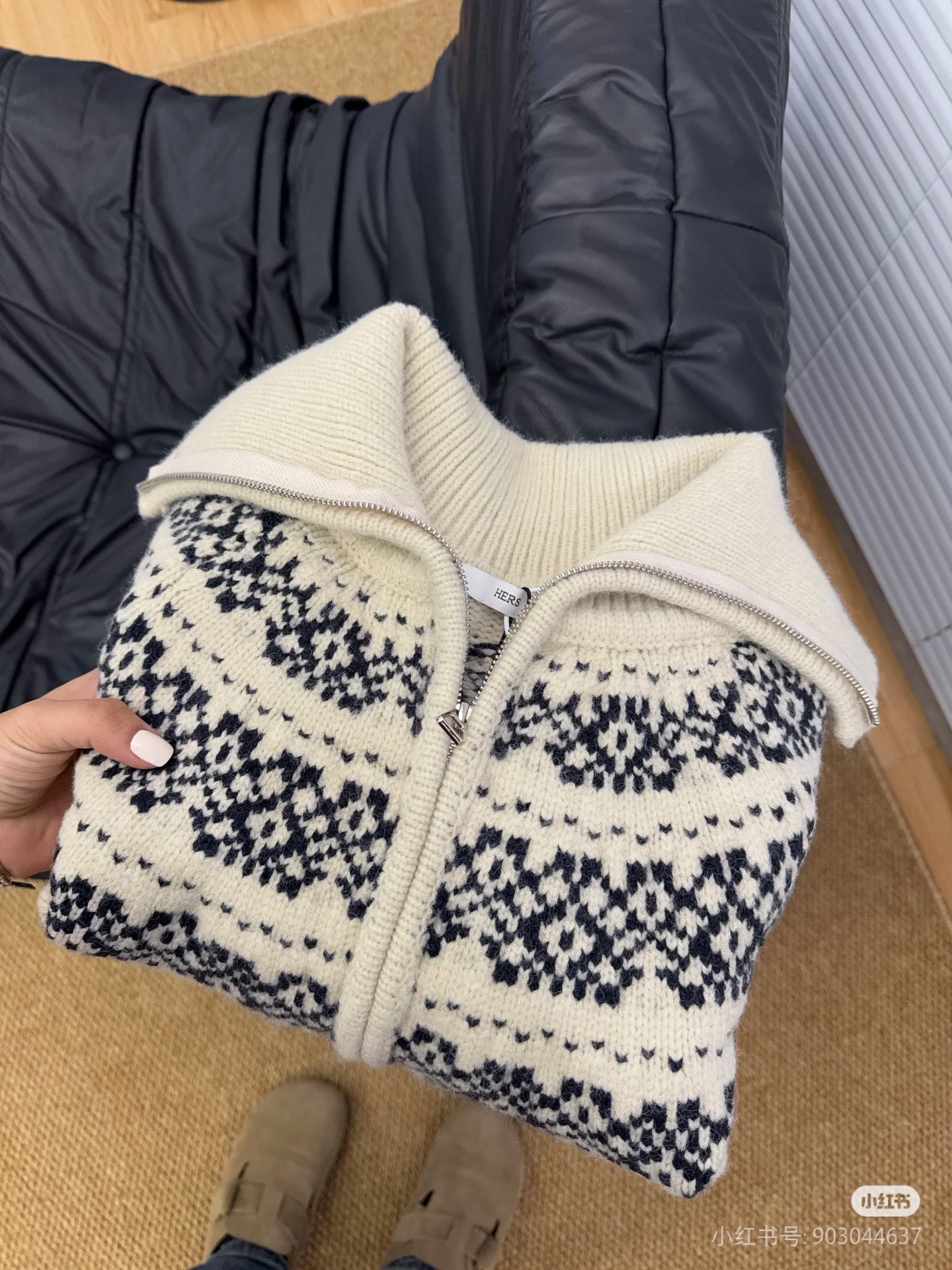 复古慵懒风圣诞费尔岛高领毛衣