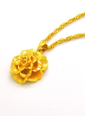 2025秋冬大花项链女士镀24K金色项链仿真黄金久不掉色首饰水波链