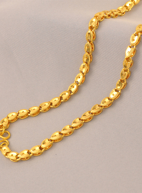 14克49厘米加长转运咖啡豆项链女百搭高级镀24K金色项链2026新款