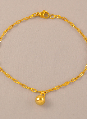 新款唇形链单颗圆珠手链女款镀24K金色日常百搭通勤高级感素手链