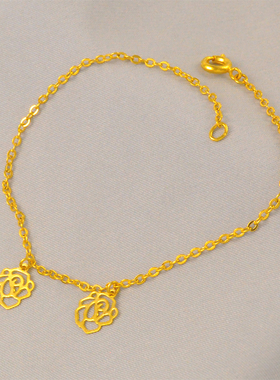 新中式复古国潮镀24K金色镂空花瓣手链精致显贵气手饰送女友老婆