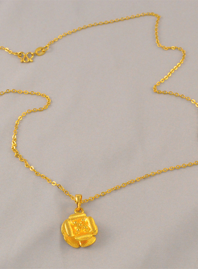 洗澡不用摘~复古镀24K金色花朵锁骨度假风唯美花瓣项链送女友老婆