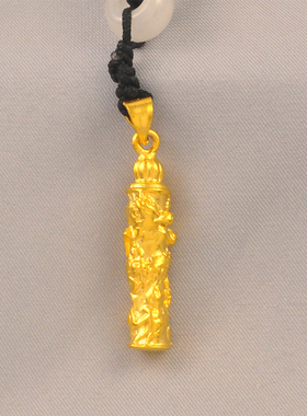 龙图腾吊坠项链镀24K金色项坠男盘龙柱坠子送男友老公礼物送挂绳