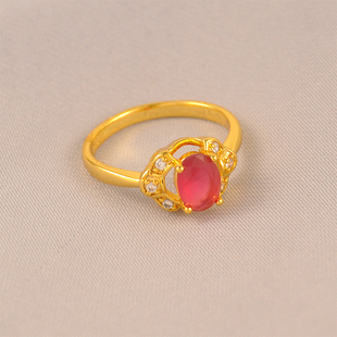 法式复古宝石红色百搭简约大气戒指复古闭口优雅休闲饰品气质名媛