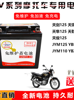 适用雅马哈125天剑天戟YBR/JYM125摩托车全新免维护蓄电池12V5A