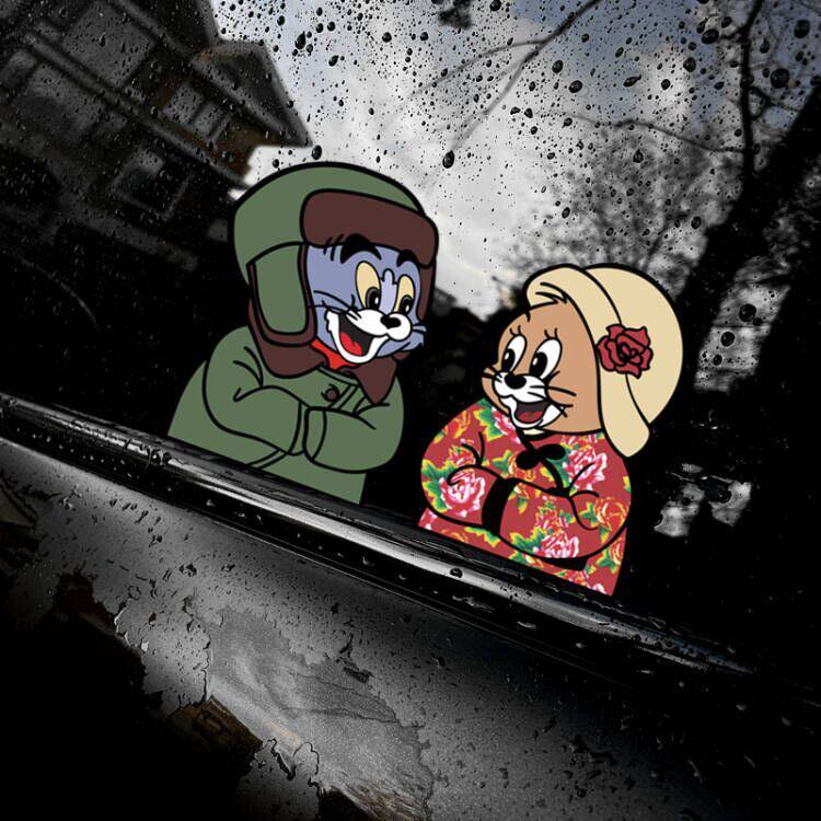 东北风猫和老鼠车贴创意个性汤姆卡通搞笑车身贴摩托电动装饰车贴