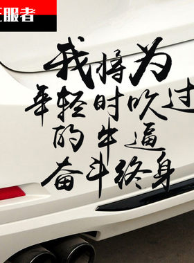 我将为年轻时吹过的牛逼奋斗终身励志个性创意汽车贴纸车门反光贴