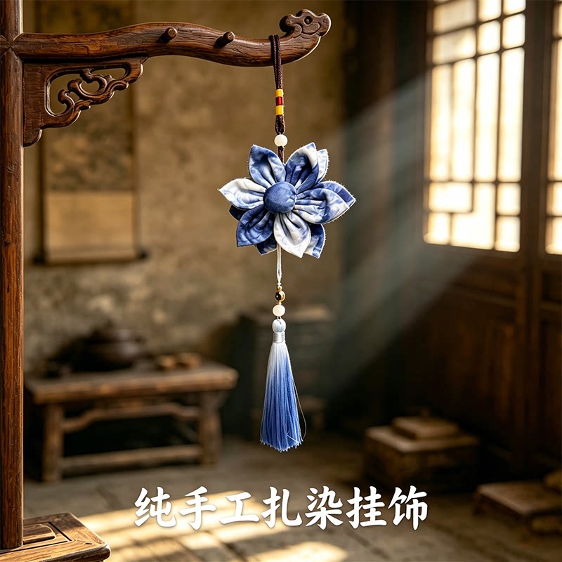 扎染方巾小手帕棉布布料围巾短袖白族扎染