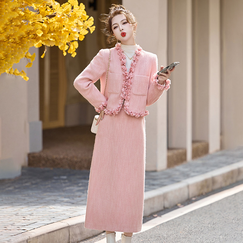 花边羽绒套装女2025冬新款气质显瘦小香风白鸭绒毛呢半身裙两件套,女装/女士精品,时尚套装,淘宝优惠券,粉丝福利购,淘宝优惠卷