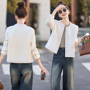 小香风短外套女2026春秋新款气质名媛宽松显瘦百搭高级感刺绣上衣