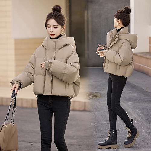 休闲连帽白鸭绒加厚小个子外套
