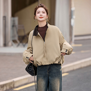 高级感立领短款羽绒服女2025冬季新款宽松显瘦百搭休闲白鸭绒外套