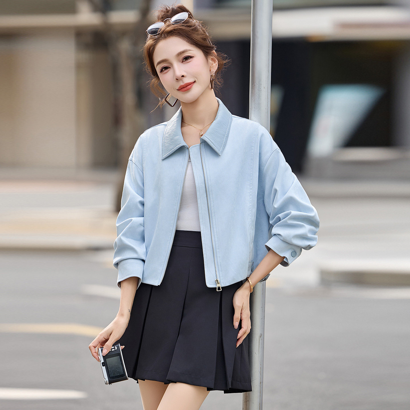 休闲麂皮绒短外套女2026春秋新款宽松显瘦减龄小个子气质夹克上衣