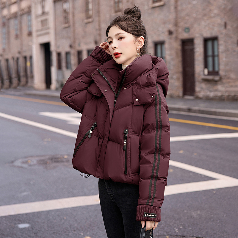 加厚百搭白鸭绒连帽外套