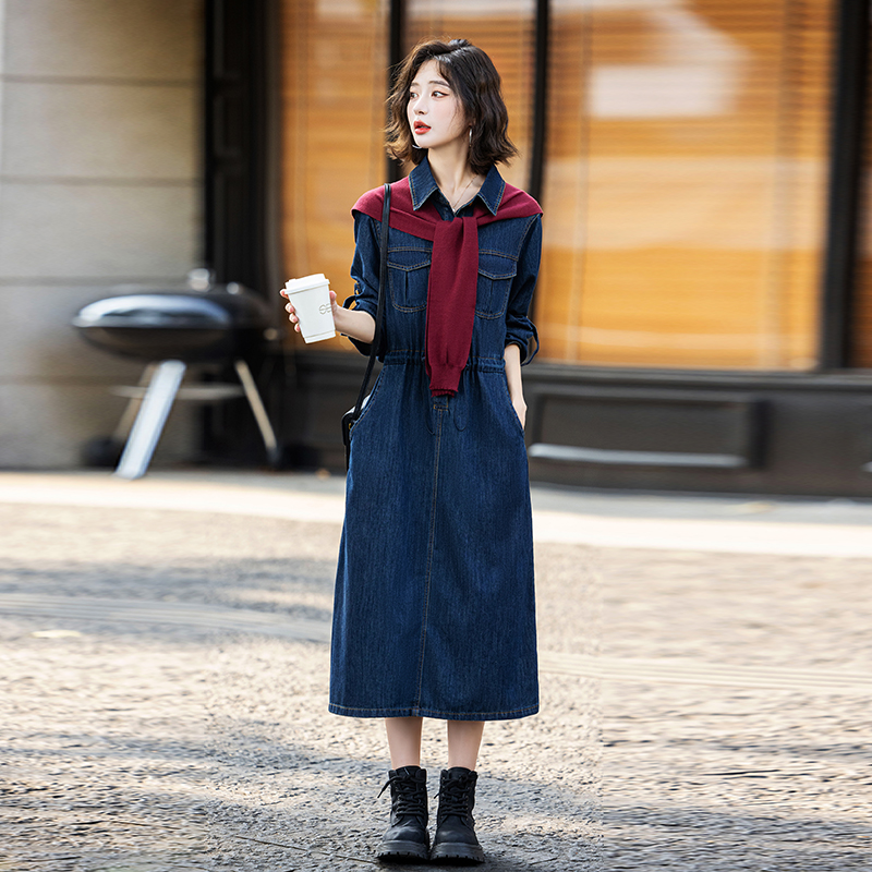 秋季超好看披肩牛仔连衣裙长袖女款2025年新款时髦潮流高级感裙子