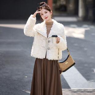 羊羔毛短外套女2025冬季 宽松显瘦加厚保暖皮毛一体毛茸茸棉衣 新款