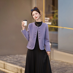 小香风双面羊毛呢外套女短款2025秋冬新款显瘦百搭两面穿呢子大衣