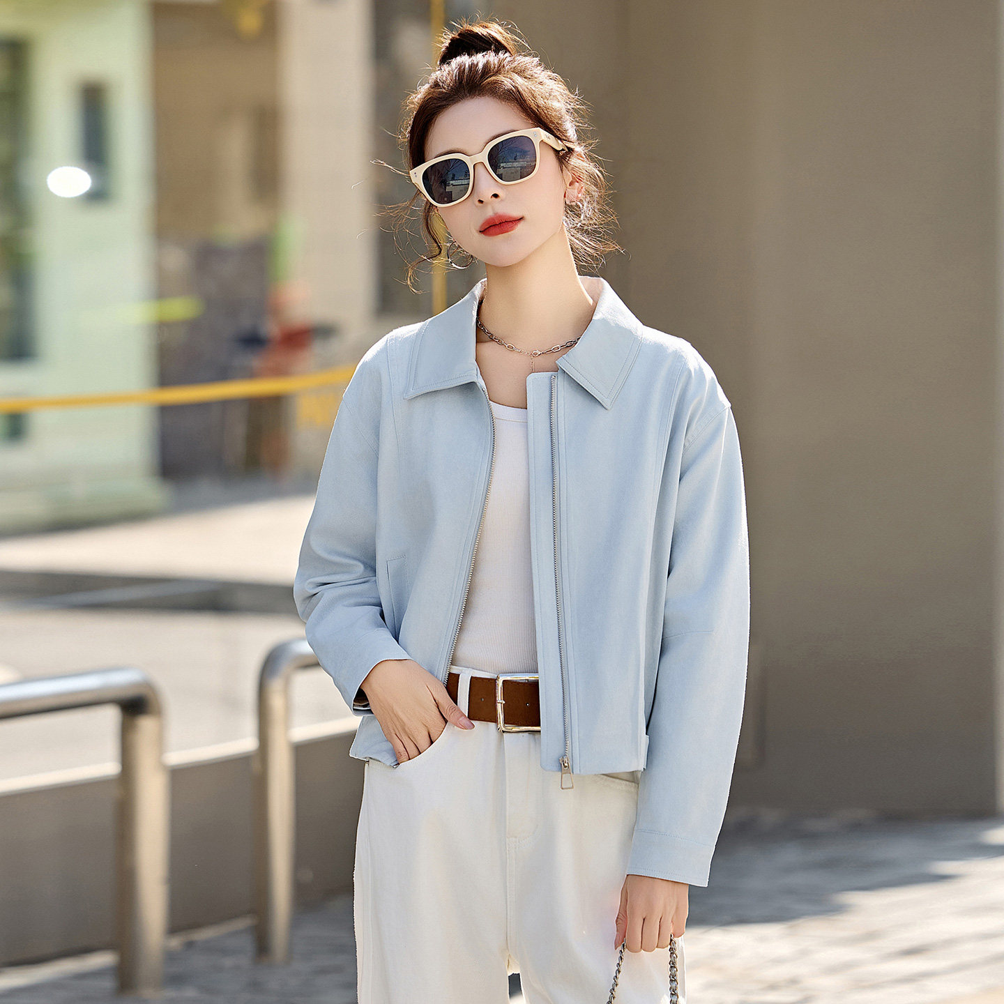 休闲麂皮绒短外套女2026春秋新款宽松显瘦小个子减龄百搭夹克上衣