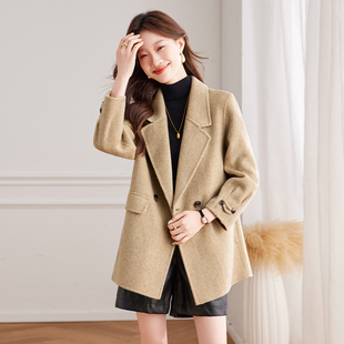 双面呢羊毛大衣气女质名媛2025秋冬新款 毛呢外套 洋气百搭呢子西装