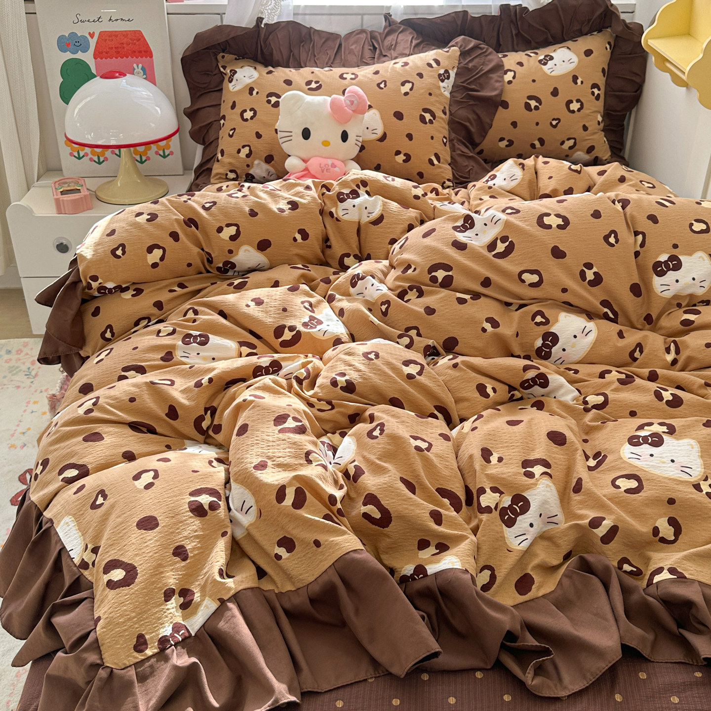 可爱少女心花边加厚被套单件150x200x230宿舍单人被单三件套被罩