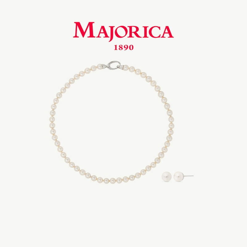 【套装】MAJORICA美娇丽佳珍珠项链女简约珍珠耳钉百搭时尚锁骨链