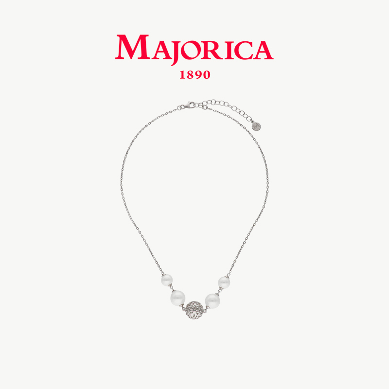 Majorica美娇丽佳珍珠项链女轻奢锁骨链精致颈链镶嵌8/10mm珍珠