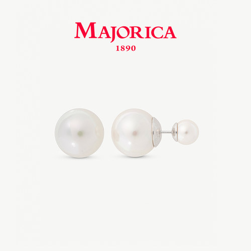 MAJORICA美娇丽佳手作珍珠耳钉耳饰女小灯泡8/12mm手作珍珠轻奢