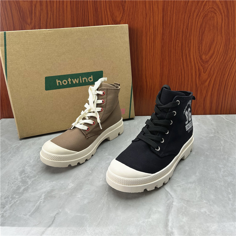 系带布面学院风短靴亏本特价