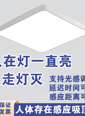 雷达人体存在感应灯楼梯led方形感应吸顶灯过道走廊楼梯车库物业