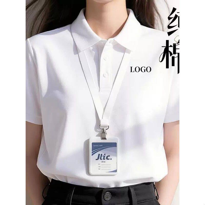 高端纯棉polo衫定制工作服短袖夏季男装企业员工团体白色工装T恤