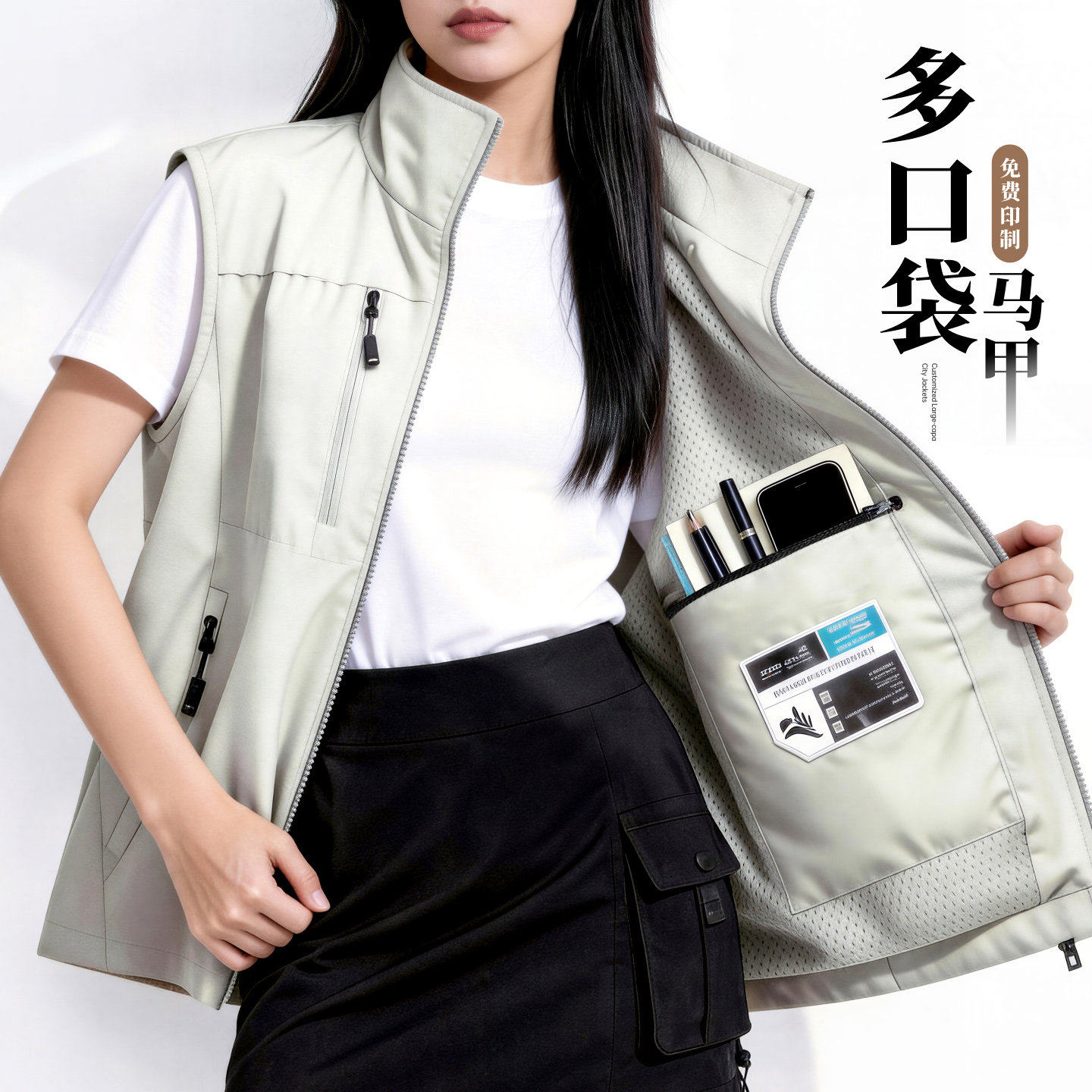 多口袋马甲定制印logo户