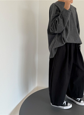 儿童裤子男童女童韩版秋季小童宝宝黑色休闲哈伦裤轮廓灯笼长裤潮