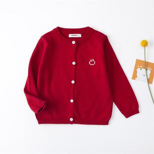 2026新款儿童纯棉薄款针织开衫春季休闲毛线衣男童女童宝宝外套潮