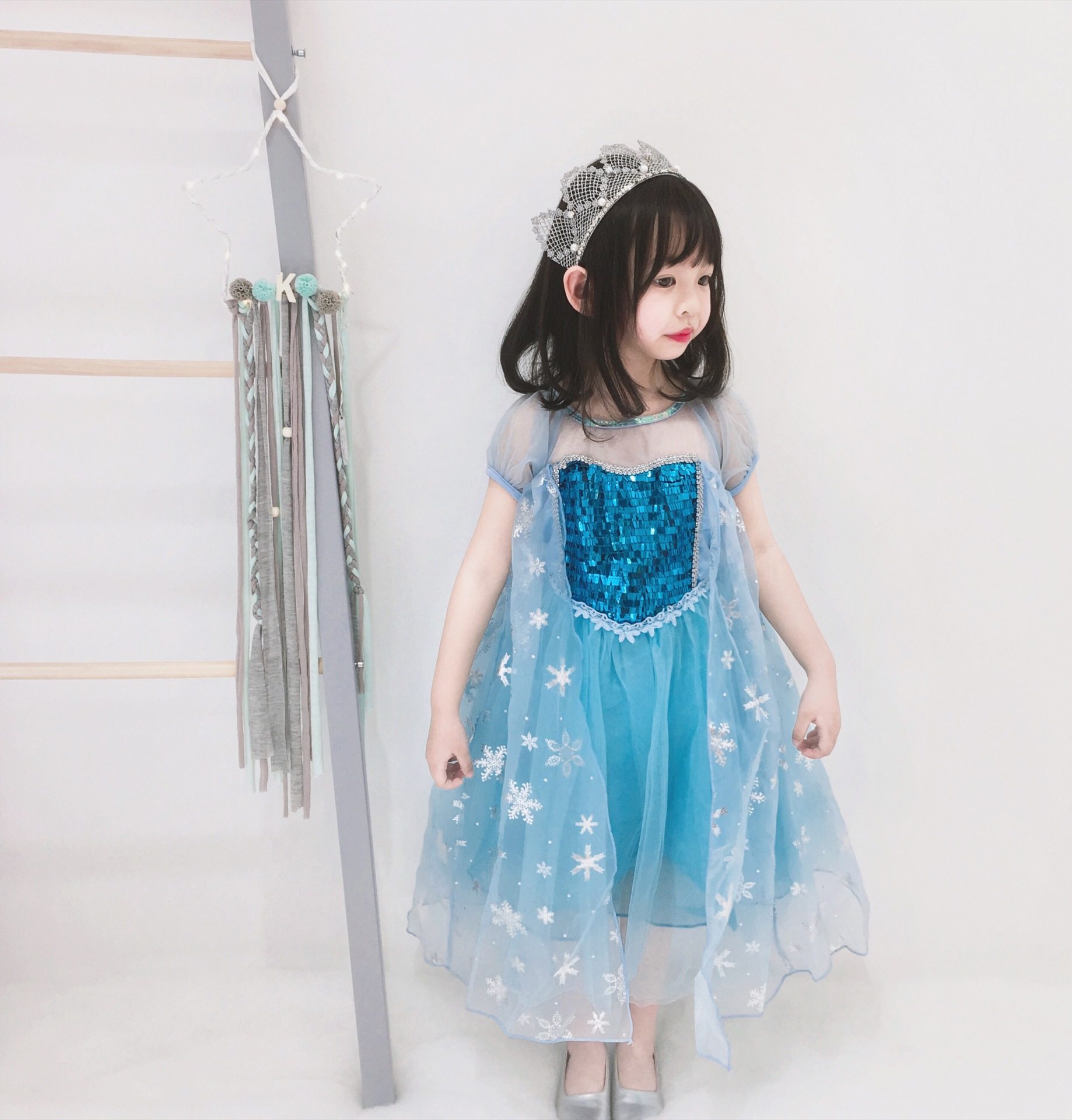 万圣节表演冰雪奇缘女童艾莎连衣裙儿童洋气生日礼服艾莎公主裙