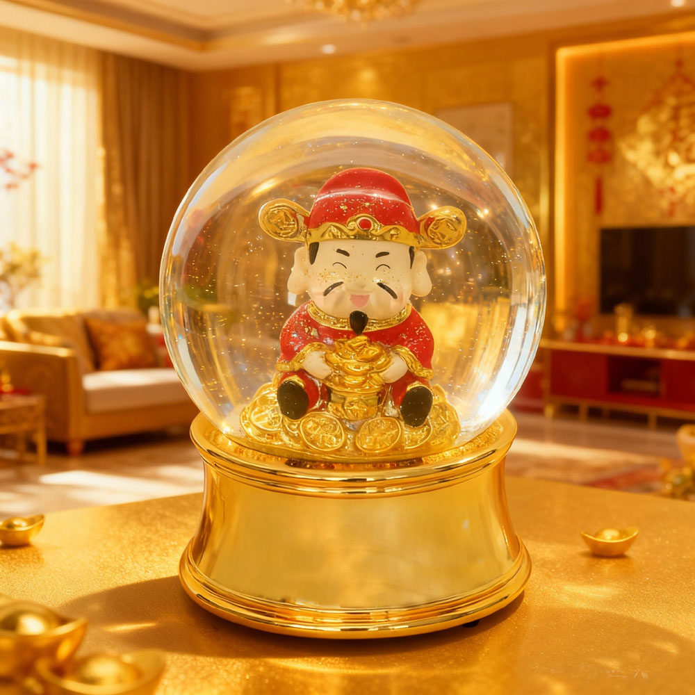财神爷办公室摆件水晶球音乐铃飘雪八方来财风水球家居招财,家居饰品,桌面摆件,淘宝优惠券,粉丝福利购,淘宝优惠卷
