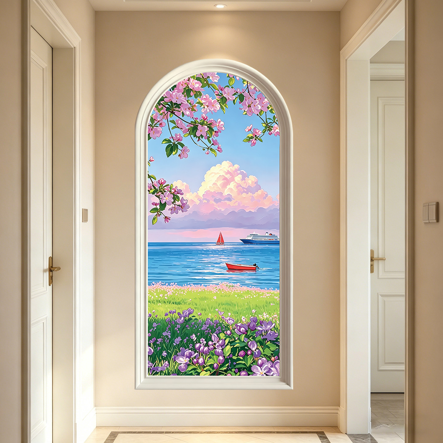 现代简约花卉自粘玄关墙贴画贴纸