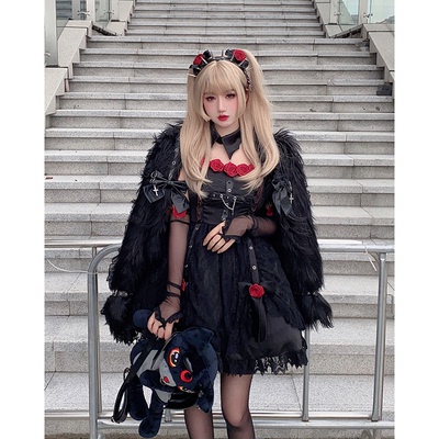 taobao agent Original hazardous rose funeral is Gothic Dark Gothic Lolita Cross -S hot Girl Dress Cat Eye Strangely