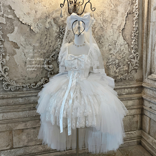 断码清仓【梦中的爱意】茶会轻花嫁纯白重工氛围感短款原创连衣裙