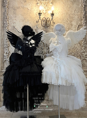 全款【宝石恋语】茶会花嫁纯白黑色成人礼服氛围感短款原创连衣裙