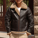 B3原生态皮毛一体飞行服男羊羔毛真皮皮衣机车短款 夹克皮草外套厚