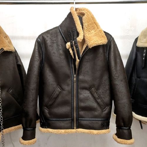 加厚机车复古皮衣皮毛一体翻领